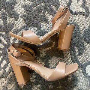Elegant Tan Block Heel Sandals